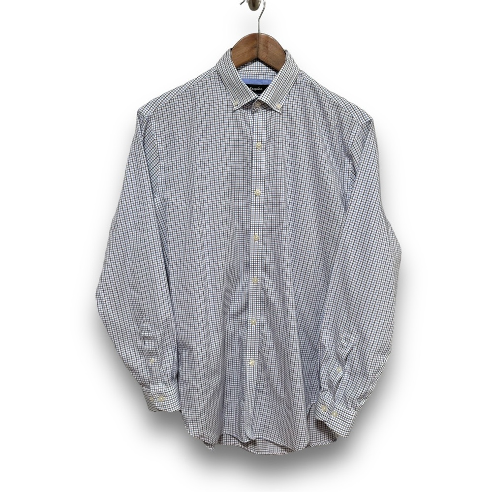 Esquire‎ Men's Checkered Button Down Shirt Neck Size 15.5 Measures 21 x 30